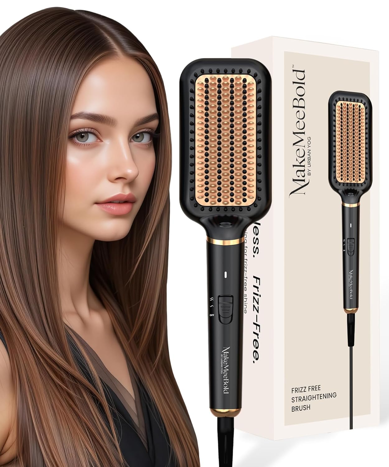 Make Mee Bold Frizz Free Straightening Brush for Hair | Hair straightener for wo