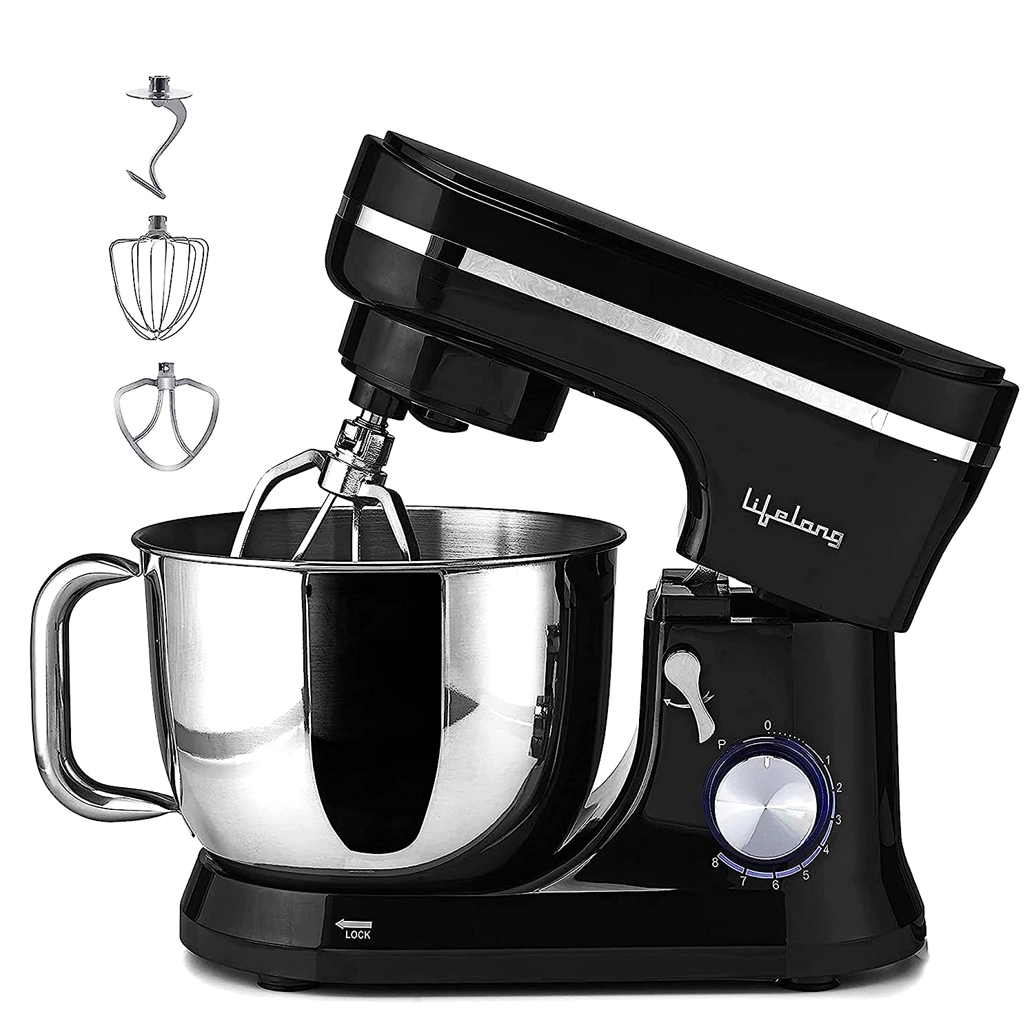 Lifelong LLSMX21 Stand Mixer 1000W with 5L SS Bowl|100% Pure Copper Motor|Includ