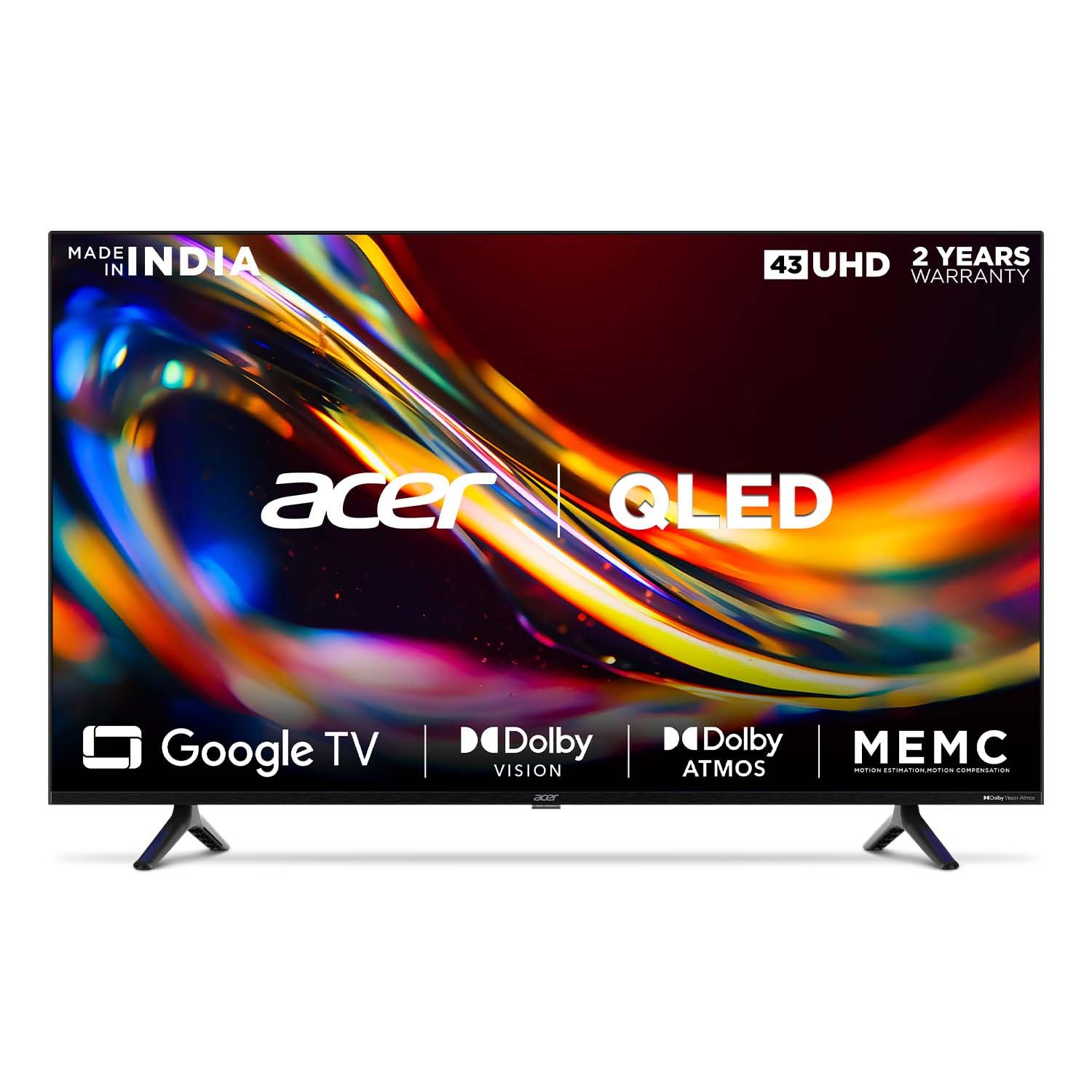 Acer 109 cm (43 inches) V Series 4K Ultra HD Smart QLED Google TV AR43GR2851VQD 