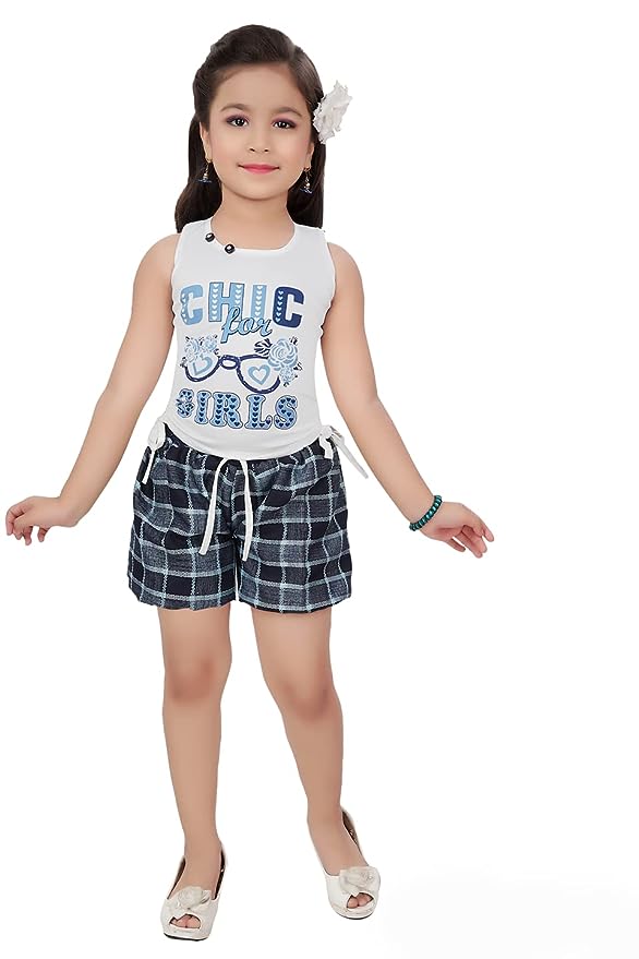 CLOTH ADDA Kids Dress Girls wear Top and Shorts Western Dresses, Party/Birthday/