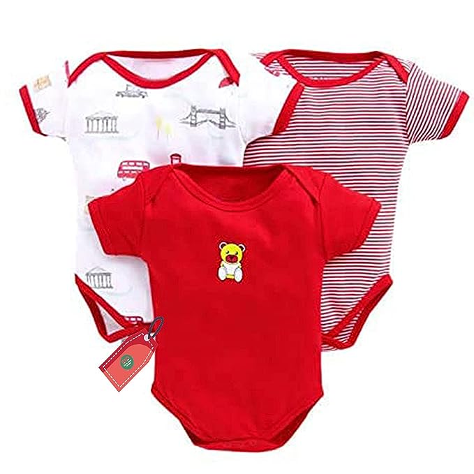 EIO New Born Baby Rompers Sleepsuit Suits Jump Suit for Boys and Girls Set of 3