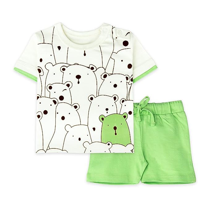 ARIEL Baby Boys & Baby girls Cotton Printed Round Neck Half Sleeve T-shirt & Sho